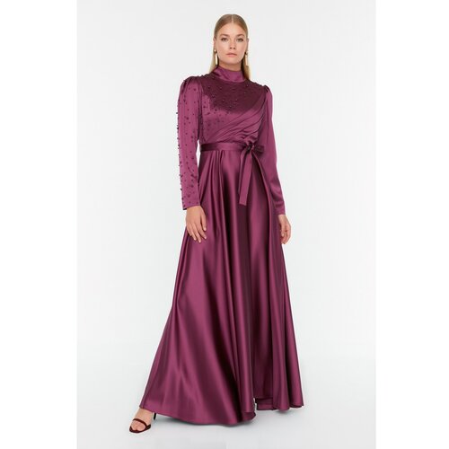 Trendyol Claret Red Stone Detailed Islamic Clothing Evening Dress Slike
