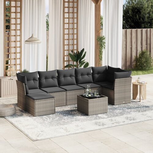 vidaXL 8-dijelni set vrtnih sofa od poliratana s jastucima sivi Cijene