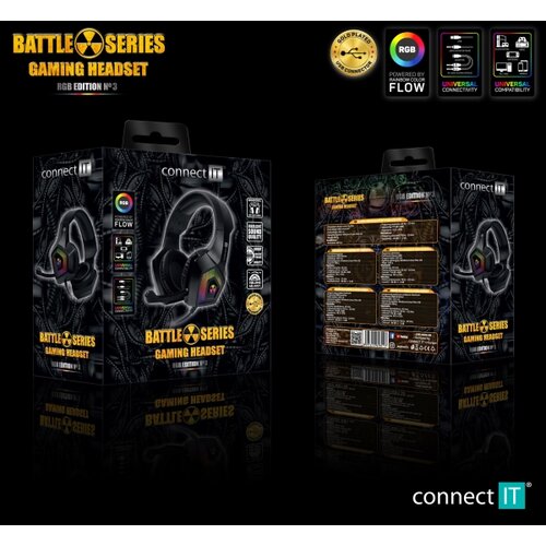Connect IT CHP-5600-BK - LED RGB gejmerske žičane slu&amp;scaron;alice sa mikrofonom, crne Slike