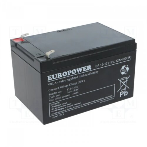 Europower UPS Battery ES12-12 12V 12Ah Slike