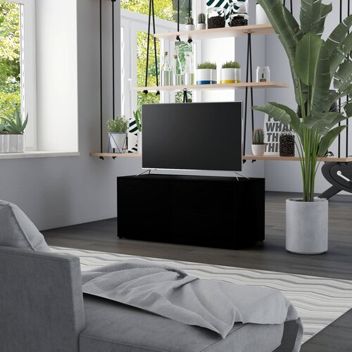 VidaXL TV omarica črna 80x34x36 cm iverna plo&amp;scaron;ča Slike