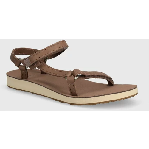 Teva Usnjeni sandali Original Universal Slim Lea ženski, rjava barva, 1151031