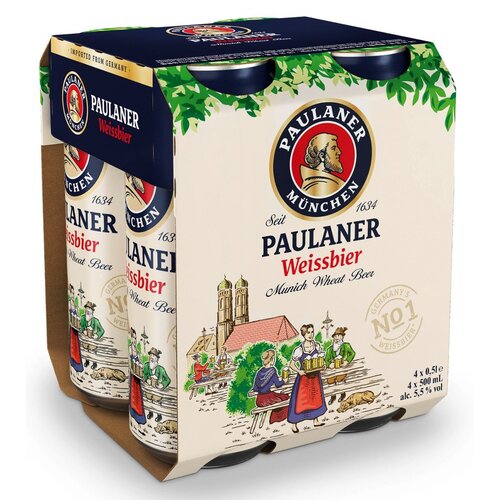 Paulaner Pivo P&amp;scaron;enično svetlo 5,5% 4-pack Limenka 4x0,5l Slike