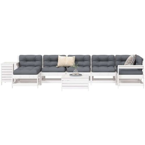  9-dijelni set vrtnih sofa bijeli od masivne borovine Cijene