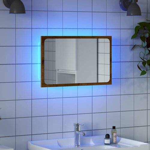 vidaXL Kopalniška omarica z ogledalom z LED artisan hrast 60x8,5x38 cm Cene