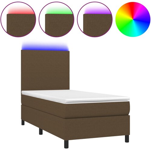  Box spring s madracem LED tamnosmeđi 100x200 cm tkanina Cijene