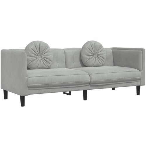 Maison Chic kavč - Sofa - Kanape trosed z blazinami svetlo siv žamet, (21727397) Cene