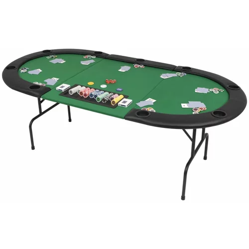 vidaXL Zložljiva 3-delna poker miza za 9 igralcev ovalna zelena