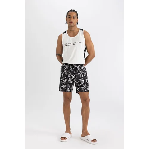 Defacto Fit Regular Fit Printed Flexible Textured Short Swim Shorts