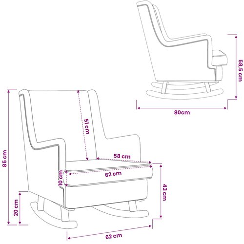  Ljuljačka Svijetlo siva 62 x 80 x 85 cm tkanina Slike