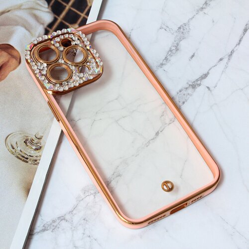 Torbica cirkon camera za iphone 15 pro max 6.7 roze Slike