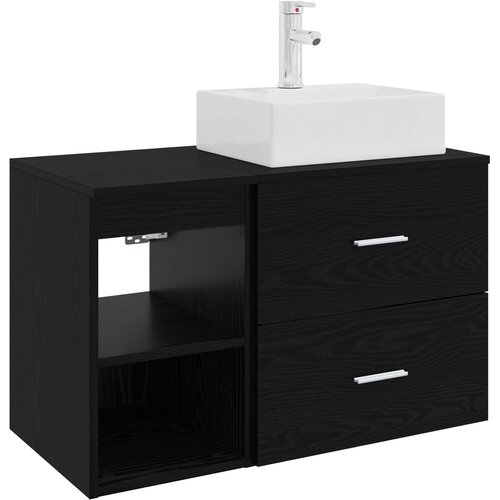  Set namje&amp;scaron;taja za kupaonicu 2 kom. Crni hrast Konstruirano drvo Crna 49,5 x 41 x 79,5 cm Slike