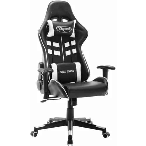 vidaXL Gaming stol črno in belo umetno usnje