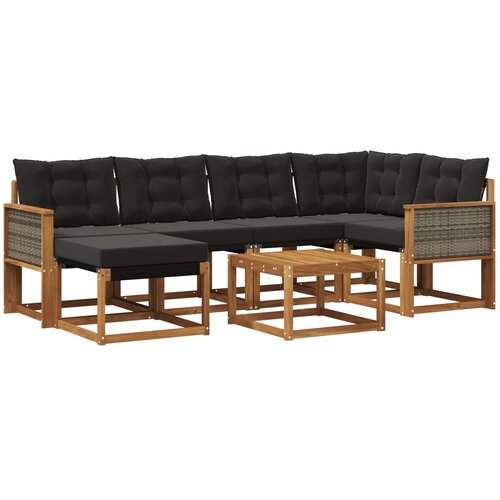 vidaXL Zunanja garnitura za sedenje z blazino 7 pcs Naravna in črna, (5000272855) Cene