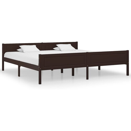  Posteljni okvir trdna borovina temno rjav 200x200 cm Slike