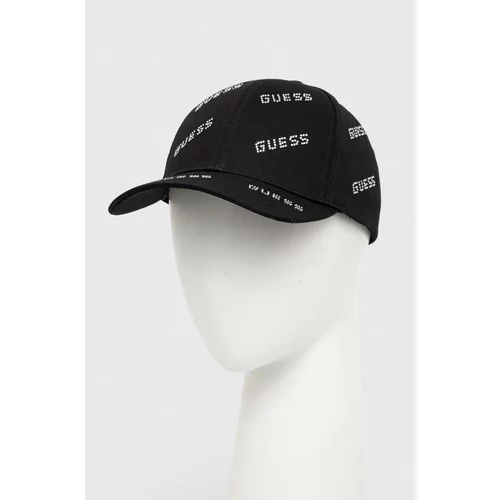 Guess Bombažna bejzbolska kapa črna barva