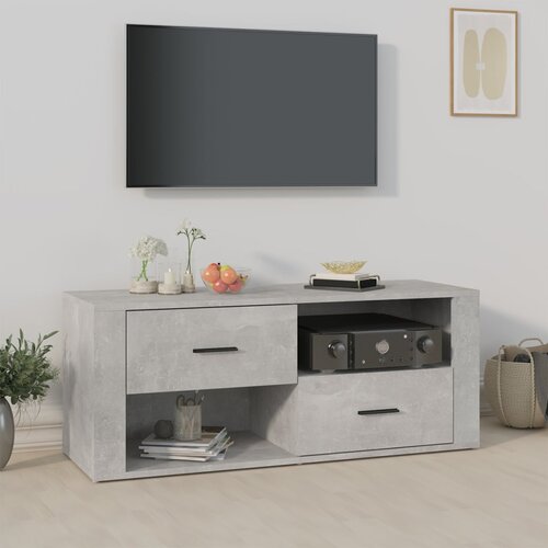 The Living Store TV omarica betonsko siva 100x35x40 cm inženirski les - TV Omarica, (21376842) Slike