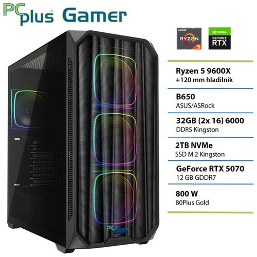 PCPLUS gaming namizni računalnik Ryzen 5 9600X/32GB/SSD 2TB/RTX 5070 12GB/148671 Cene