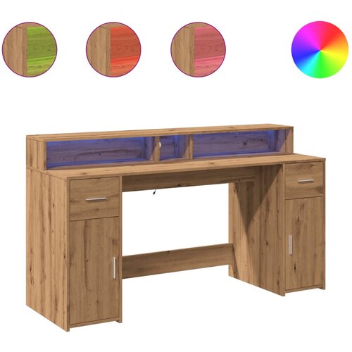 Maison Chic Pisalna miza - pisarniška miza - Računalniška miza z LED lučkami artisan hrast 160x55x91 cm inž. les, (21785197) Cene