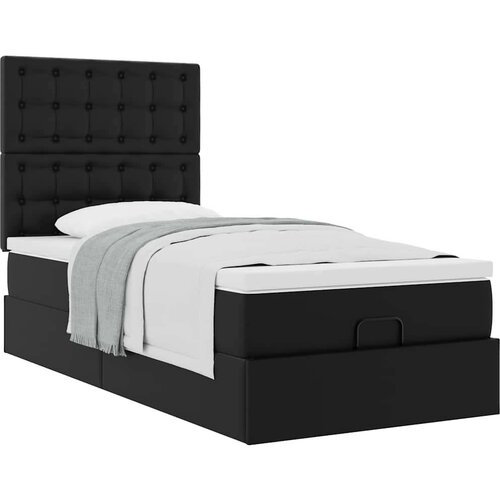 vidaXL otomanski okvir kreveta s madracem crni 90x200 cm umjetna koža Cene