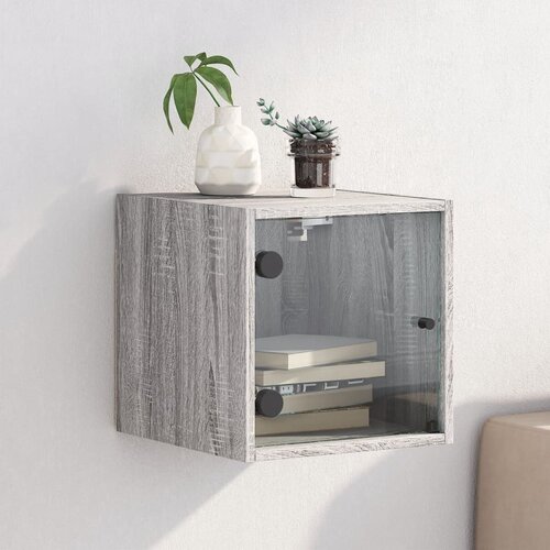 vidaXL Nočna omarica s steklenimi vrati siva sonoma 35x37x35 cm Cene