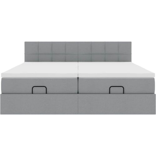  Okvir kreveta s madracima svijetlosivi 200x200cm od tkanine Slike