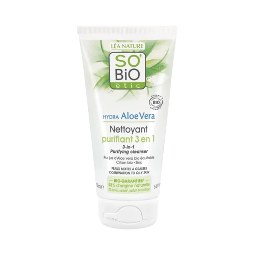 SO’BiO étic 3u1 gel za čišćenje lica sa organskom aloe verom