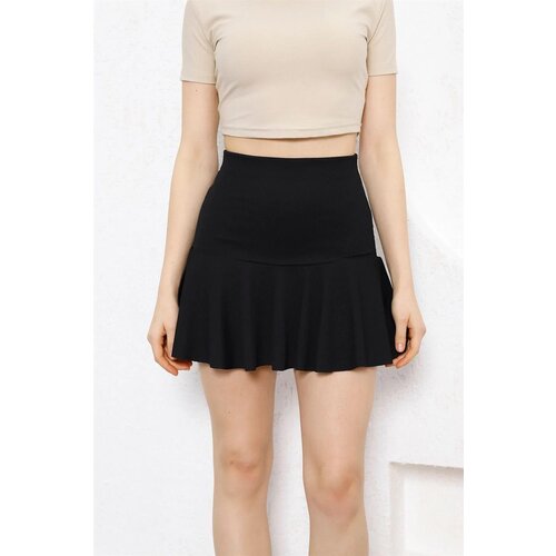 Dewberry 40688 Women Mini Shorts Skirt-BLACK Slike