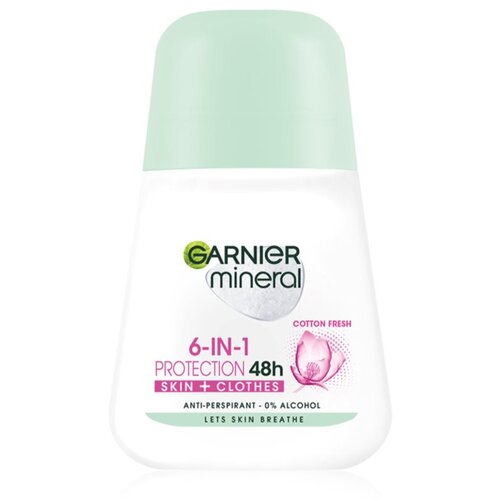 Garnier Mineral Protection 6 Cotton Fresh 48h umirujući antiperspirant protiv znoja i neprijatnog mirisa 50 ml za žene Slike