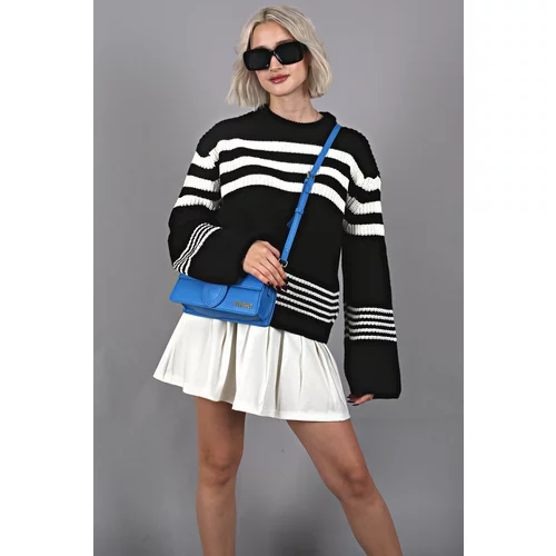 Madmext Black Striped Knitwear Sweater