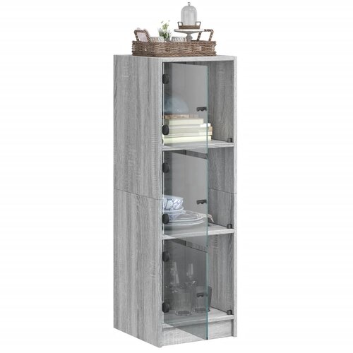  Visoka komoda sa staklenim vratima boja hrasta 35 x 37 x 109 cm Slike