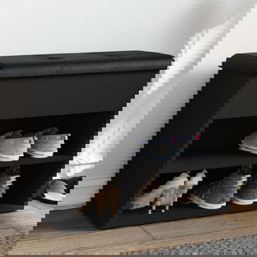 VidaXL Klop za čevlje črna 62x32x50 cm inženirski les Slike