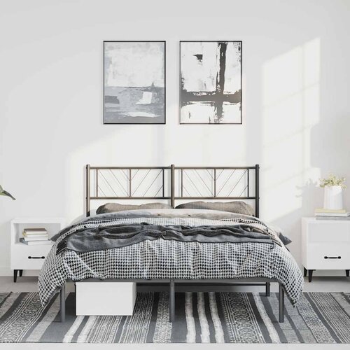  Metalni okvir za krevet s uzglavljem crni 150x200 cm Cene
