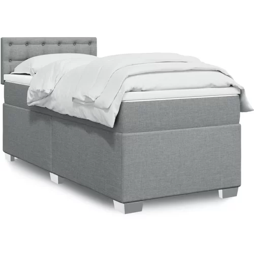 vidaXL Box spring postelja z vzmetnico svetlo siva 90x200 cm blago