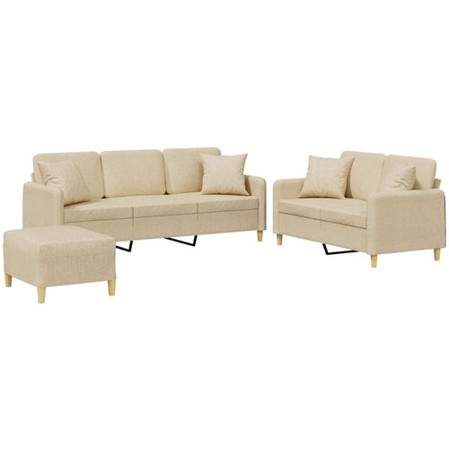  3-dijelni set sofa s jastucima krem od mikrovlakana Slike