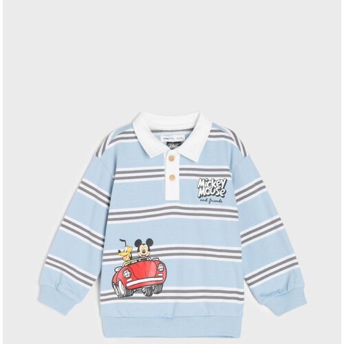 Sinsay Pamučna polo majica dugih rukava na pruge s printom Mickey Mouse Cijene