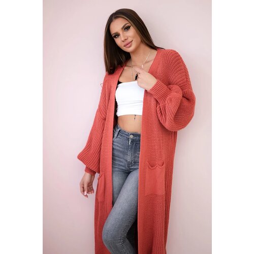 Kesi Włoski Sweater long cardigan light pink Slike