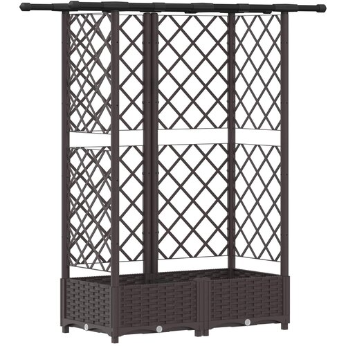 vidaXL Dvignjeno leži&scaron;če s trellisom in streho Rjava 124 x 40 x 123 cm, (5000287935) Cene