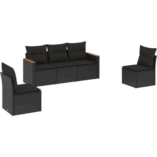 Maison Chic Seti vrtnega pohi&scaron;tva - Vrtna garnitura - Vrtni pohi&scaron;tvo set 5-delna z blazinami črn poli ratan, (21820505) Cene