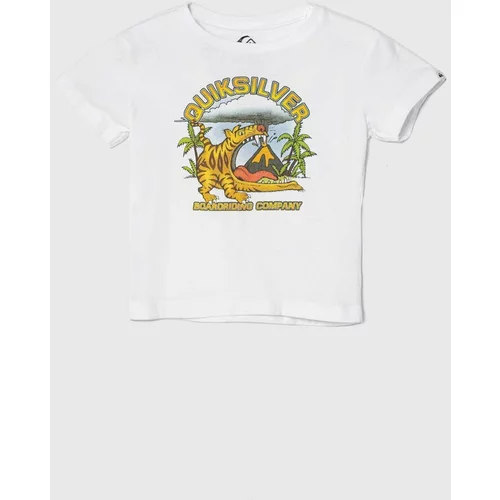 Quiksilver Otroška bombažna kratka majica BARKINGTIGERBOY bela barva