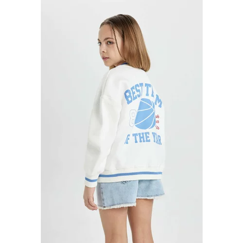 Defacto Girl College Collar Thick Soft Lined Bomber Cardigan