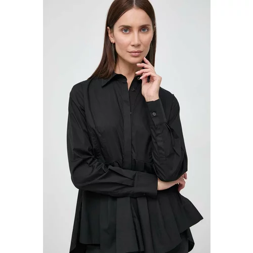 Pinko Pamučna košulja za žene, boja: crna, relaxed, s klasičnim ovratnikom