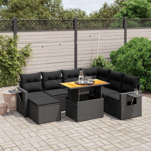  8-dijelni set vrtnih sofa od poliratana s jastucima crni Cijene