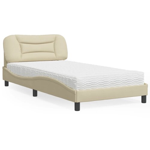  The Living Store Postelja z vzmetnico krem 100x200 cm blago - Postelja, (21499937) Cene