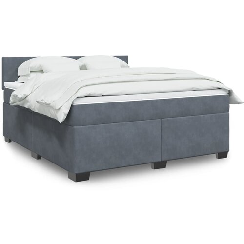 vidaXL Box spring postelja z vzmetnico temno siva 180x200 cm žamet Cene
