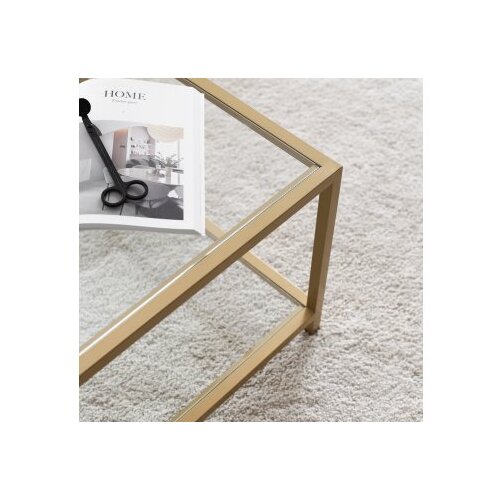 Hanah home Astro Klub sto, Stakleni, 90x40x60cm, Zlatni Slike