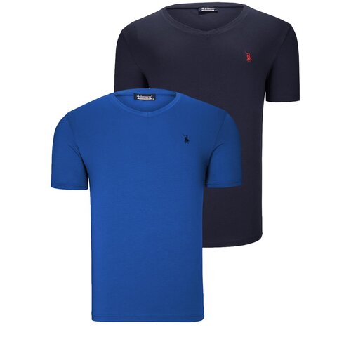 Dewberry DUAL SET T8568 V-NECK MENS T-SHIRT-NAVY BLUE-SSA Cijene
