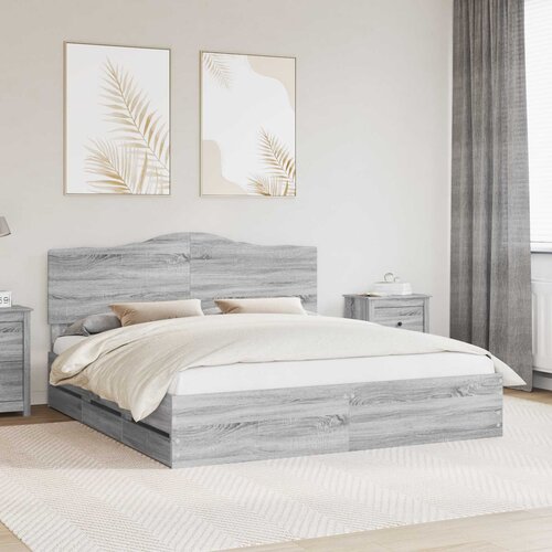  Krevetna konstrukcija Siva sonoma 180 x 200 cm Inženjersko Drvo Cijene