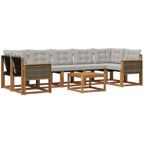 vidaXL Zunanja garnitura za sedenje 8 pcs Naravna in svetlo siva, (5000281224) Cene