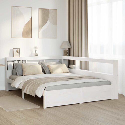 vidaXL Krevet s regalom z knjige bez madraca bijeli 140x200cm borovina Cijene